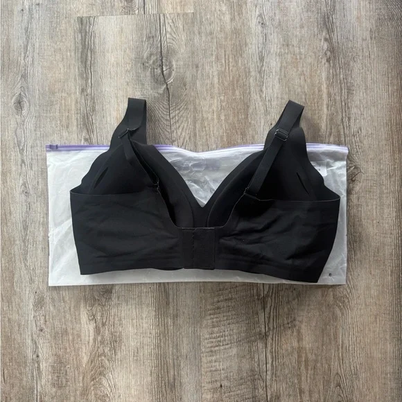 NWT SHECURVE Seamless Deep V Push-up Wireless Bra - BLACK - Picture 9 of 11